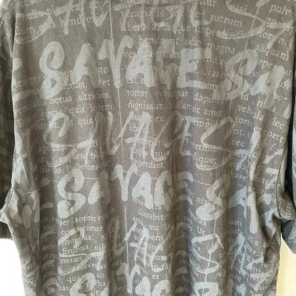 Encrypted Savage Short Sleeve Black Summer Shirt Mens Plus Size 4X Stretch - Picture 5 of 6